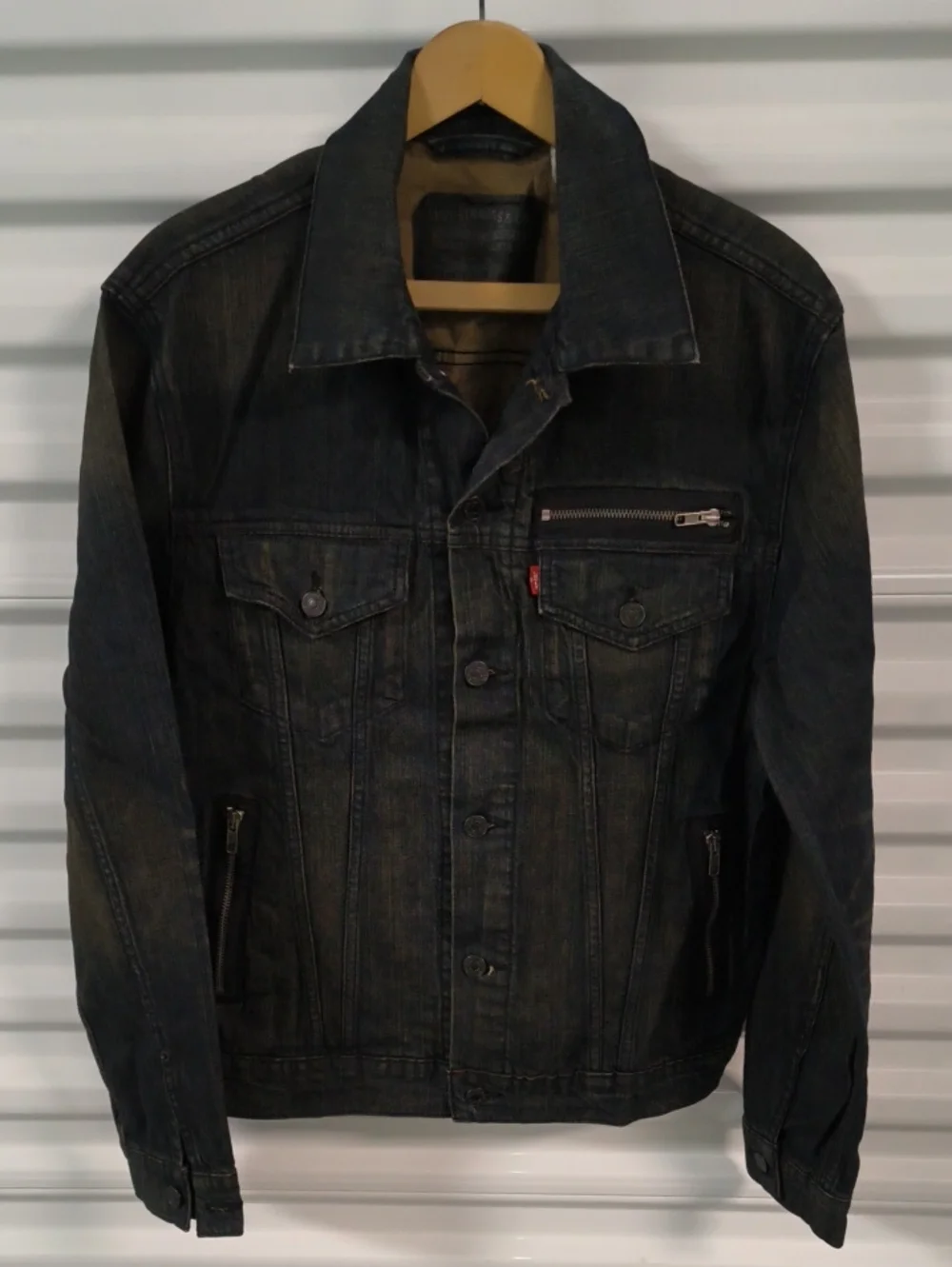 Levi's Men's Button Front Cotton Denim Trucker Jean Jacket Blue Black Medium